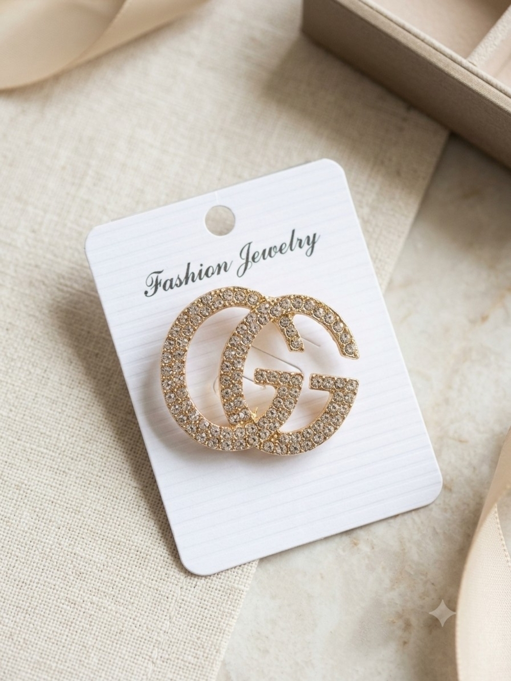 Gold Crystal Brooch - Fashion Jewelry